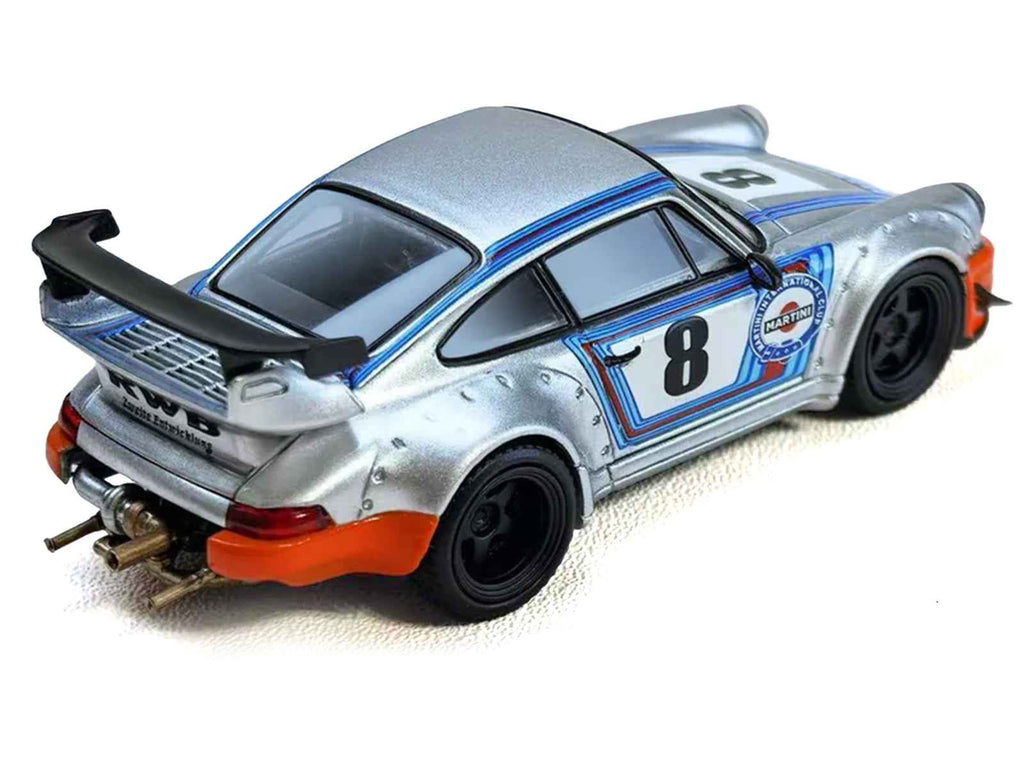 RWB 964 #8 "Ichiban Boshi - Martini Racing" Silver Metallic with Stripes 1/64 Diecast Model Car by Model Model