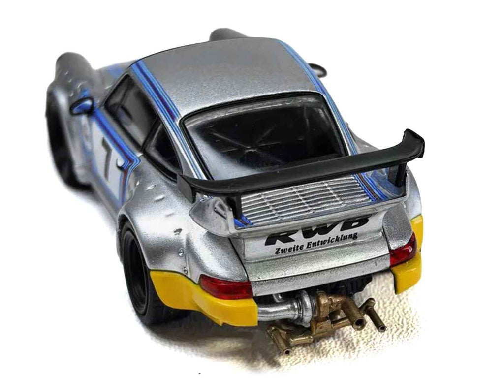 RWB 964 #7 "Ichiban Boshi - Martini Racing" Silver Metallic with Stripes 1/64 Diecast Model Car by Model Model