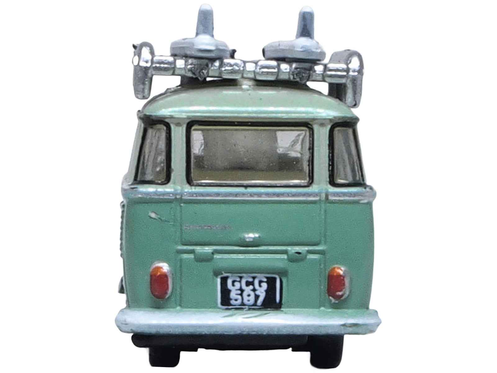 Volkswagen T1 Samba Bus RHD (Right Hand Drive) Green Two-Tone with Surfboards on Roof Rack 1/148 (N) Scale Diecast Model Car by Oxford Diecast