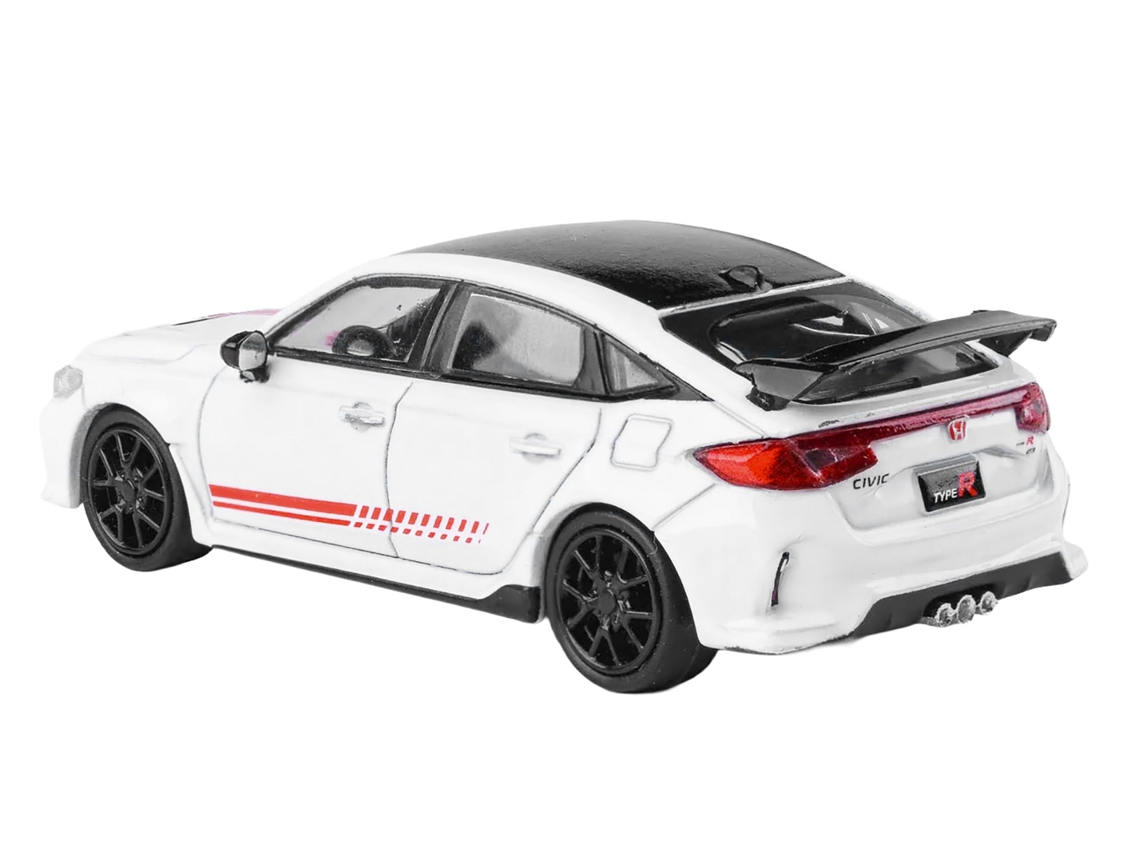 2025 Honda Civic Type R FL5 "Ultimate Edition" White with Red Stripes and Black Top 1/64 Diecast Model Car by Paragon