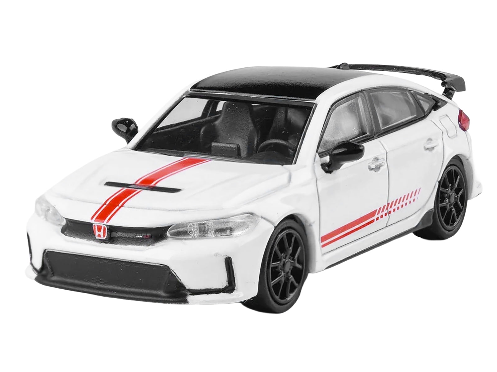 2025 Honda Civic Type R FL5 "Ultimate Edition" White with Red Stripes and Black Top 1/64 Diecast Model Car by Paragon