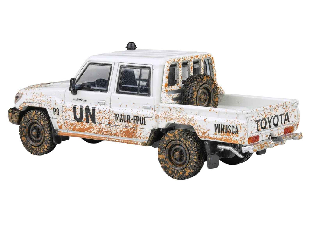 2014 Toyota Land Cruiser LC 79 Pickup Truck "UN MINUSCA" White (Dirty Version) 1/64 Diecast Model Car by Paragon Models