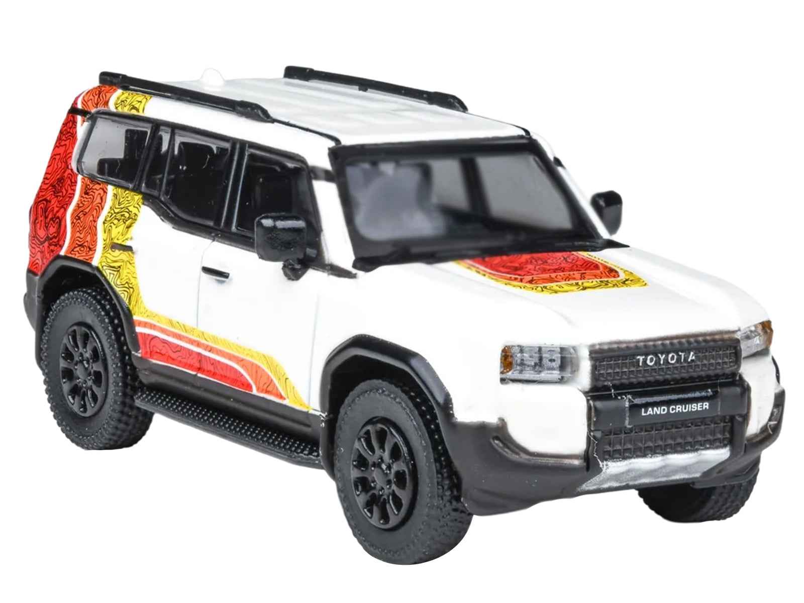 2024 Toyota Land Cruiser 250 Prado White with "TRD" Stripes 1/64 Diecast Model Car by Paragon Models