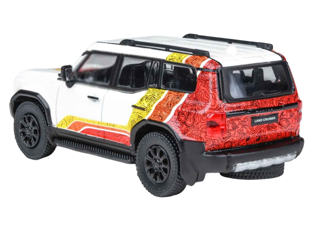 2024 Toyota Land Cruiser 250 Prado White with "TRD" Stripes 1/64 Diecast Model Car by Paragon Models