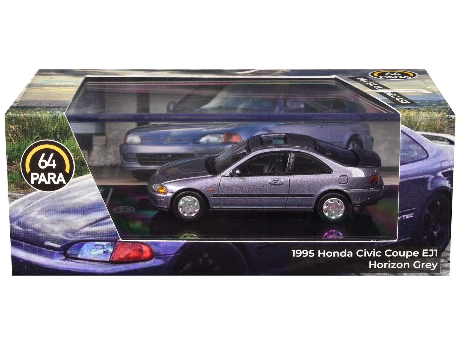 1995 Honda Civic Coupe EJ1 Horizon Gray Metallic with Sunroof 1/64 Diecast Model Car by Paragon