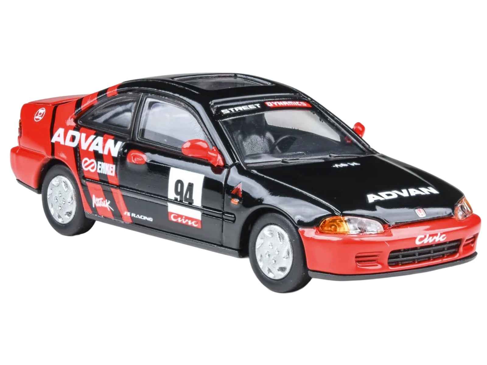 1995 Honda Civic Coupe EJ1 #94 "Autocross - ADVAN" Black and Red 1/64 Diecast Model Car by Paragon Models