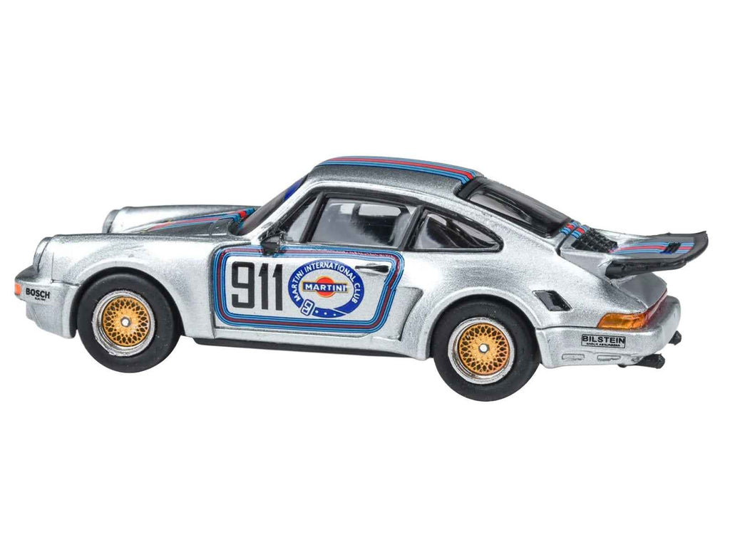 Porsche 911 Carrera RSR 3.0 "Martini Racing" Silver Metallic with Stripes 1/64 Diecast Model Car by Paragon Models