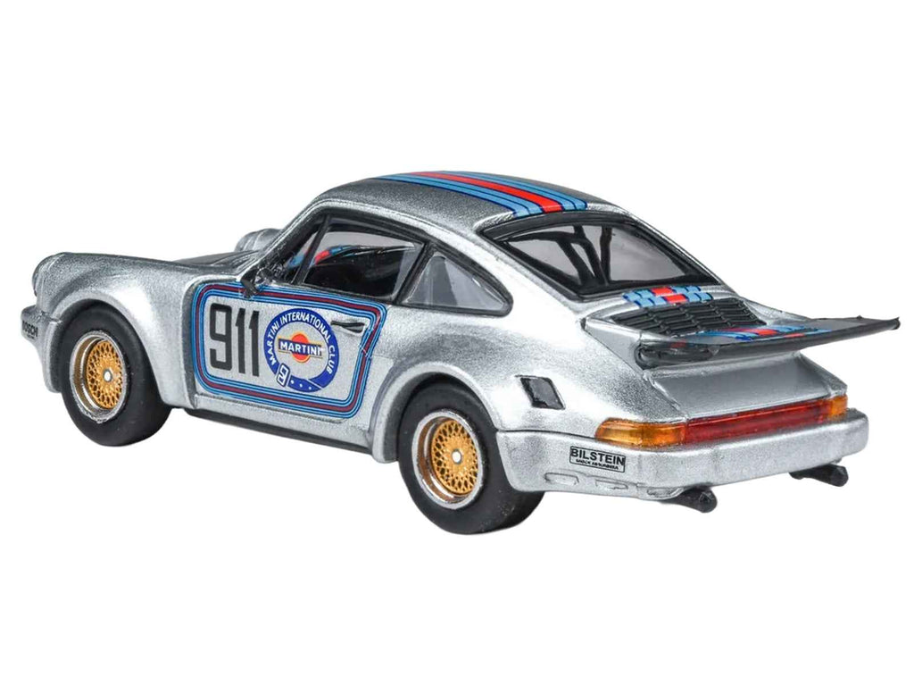 Porsche 911 Carrera RSR 3.0 "Martini Racing" Silver Metallic with Stripes 1/64 Diecast Model Car by Paragon Models