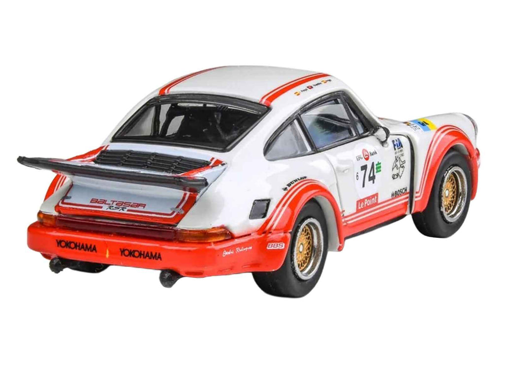 Porsche 911 Carrera RSR 3.0 #74 "Aurora Racing" White with Red Stripes 1/64 Diecast Model Car by Paragon Models