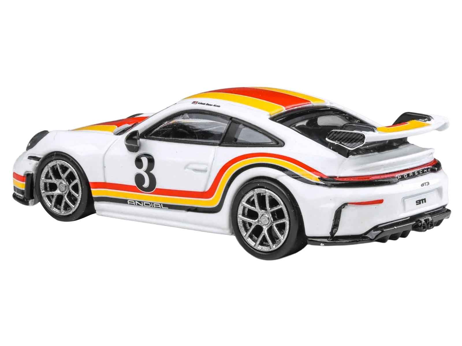 2025 Porsche 911 GT3 (992.2) #3 "Andial Livery" White with Stripes 1/64 Diecast Model Car by Paragon Models
