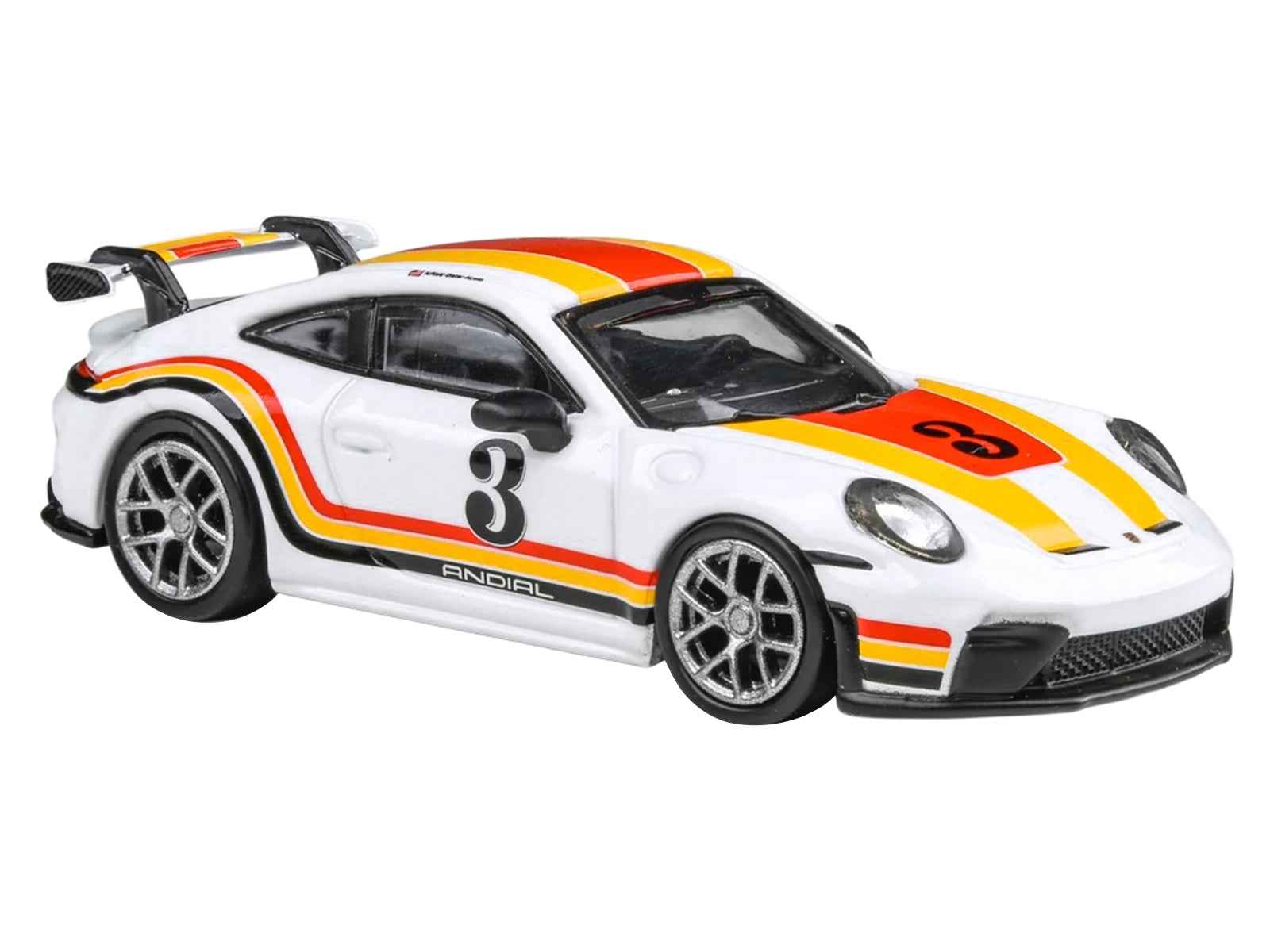2025 Porsche 911 GT3 (992.2) #3 "Andial Livery" White with Stripes 1/64 Diecast Model Car by Paragon Models