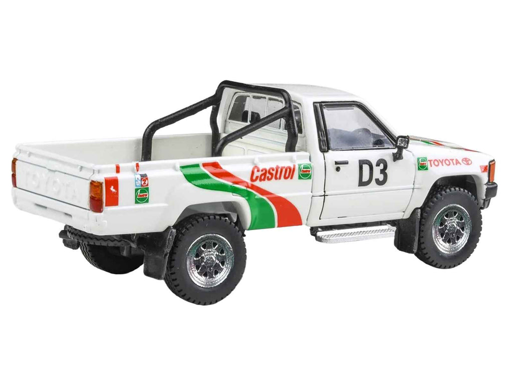 Toyota Hilux Pickup Truck #D3 "Castrol" White with Graphics "Rustenburg 400 Rally" (1995) 1/64 Diecast Model Car by Paragon Models