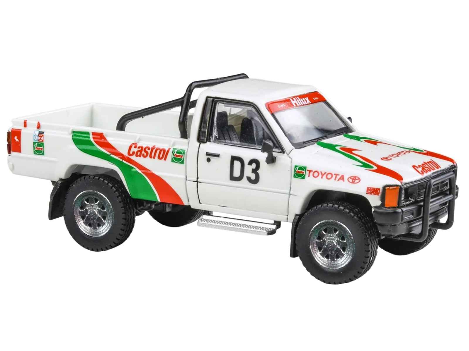 Toyota Hilux Pickup Truck #D3 "Castrol" White with Graphics "Rustenburg 400 Rally" (1995) 1/64 Diecast Model Car by Paragon Models