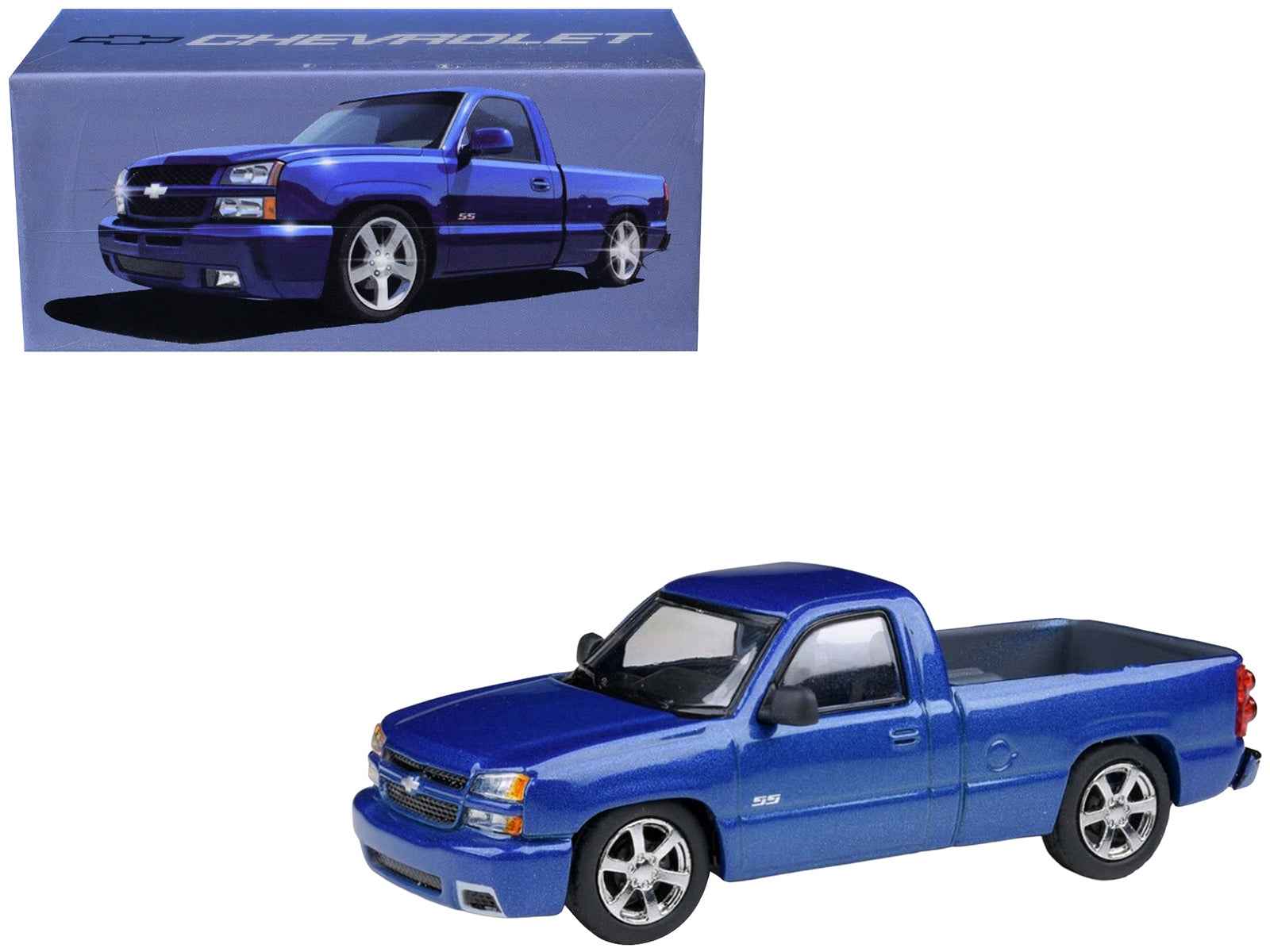 2006 Chevrolet Silverado 'Cateye' Pickup Truck Ming Blue Metallic 1/64 Diecast Model Car by Paragon Models