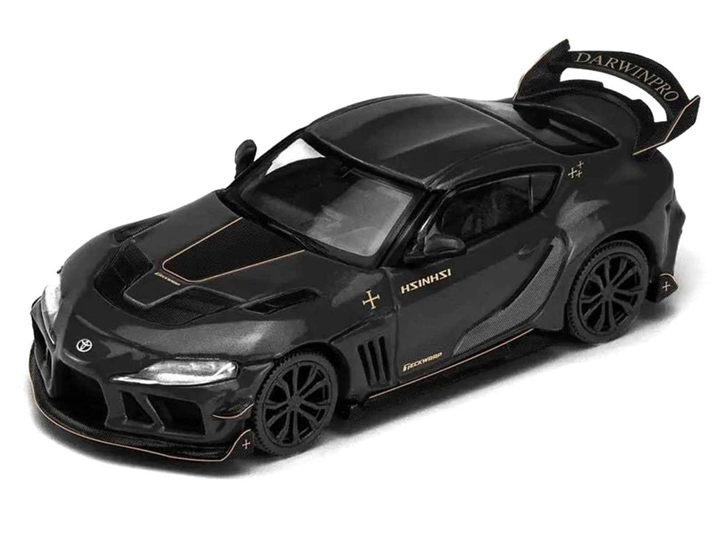 Toyota Supra DarwinPro Black with Gold Accents "Enigma Exclusive Edition" 1/64 Diecast Model Car by Pop Race