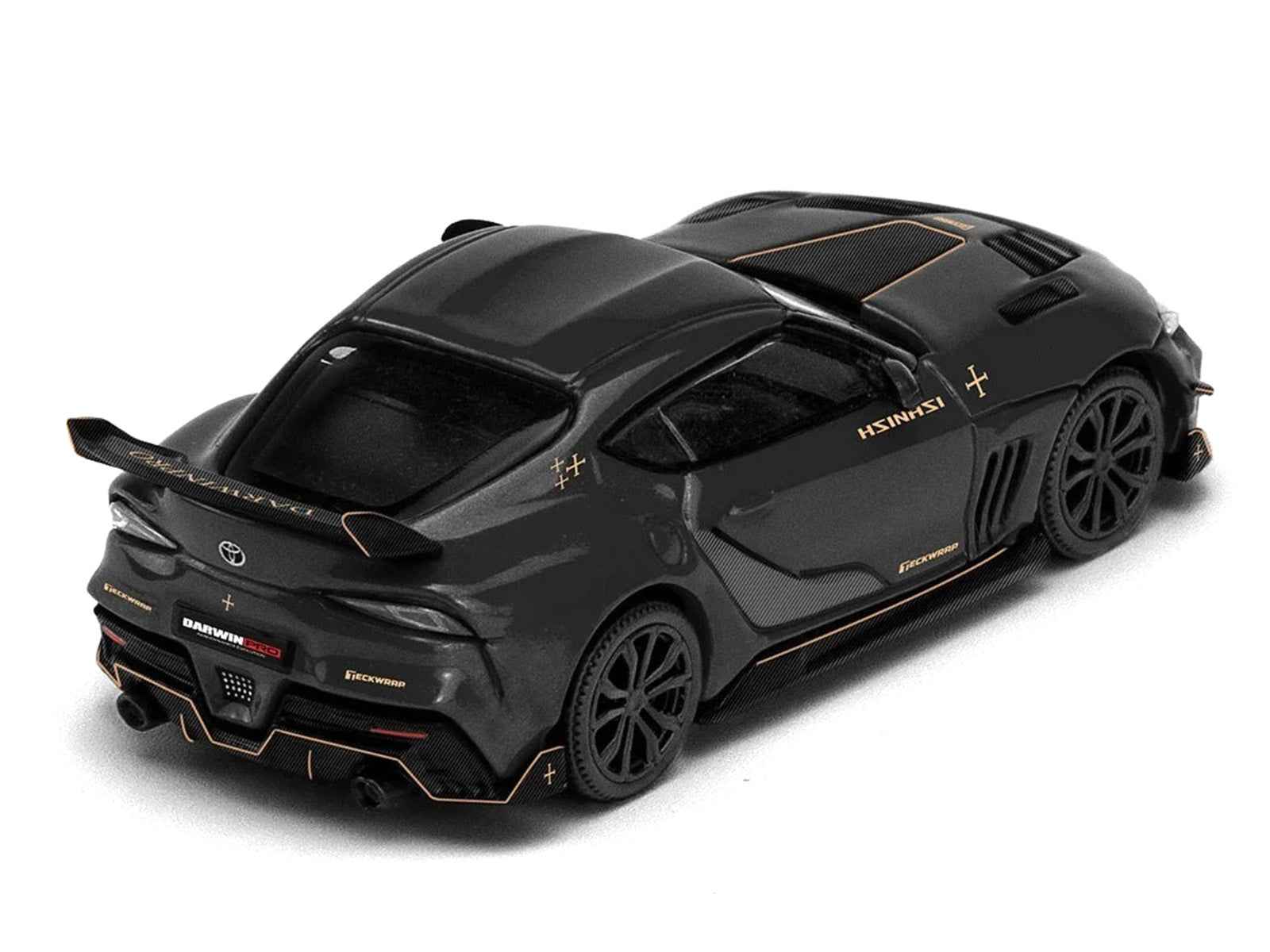 Toyota Supra DarwinPro Black with Gold Accents "Enigma Exclusive Edition" 1/64 Diecast Model Car by Pop Race