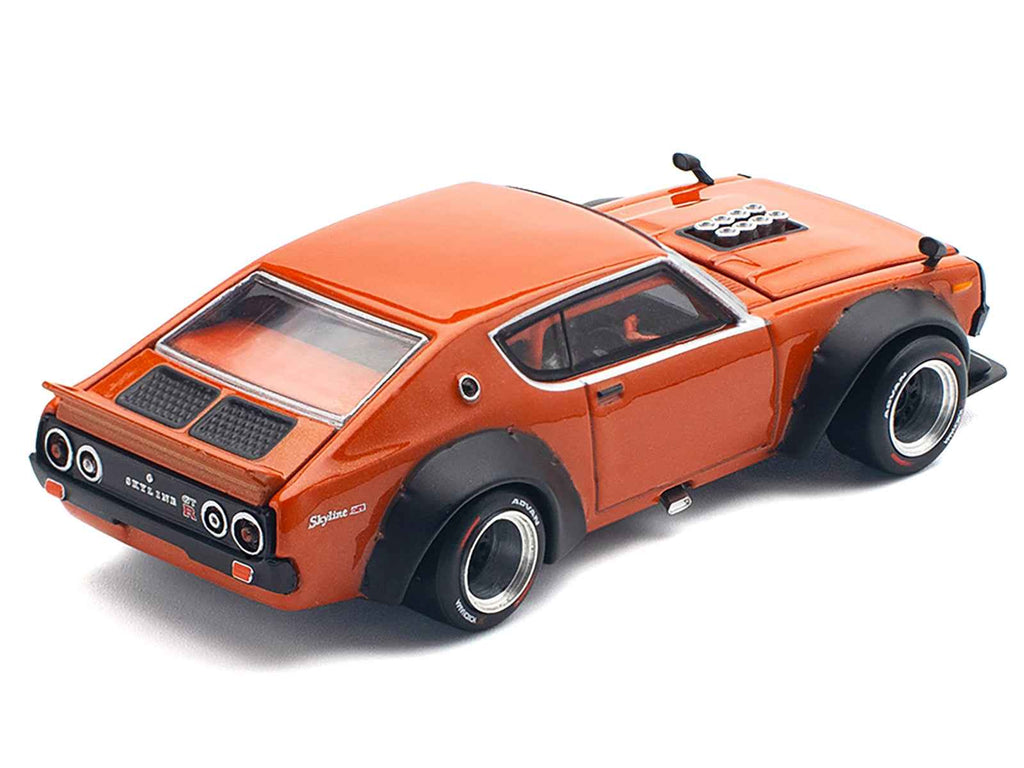 Skyline GT-R V8 Drift "Kenmeri" RHD (Right Hand Drive) Orange Metallic 1/64 Diecast Model Car by Pop Race