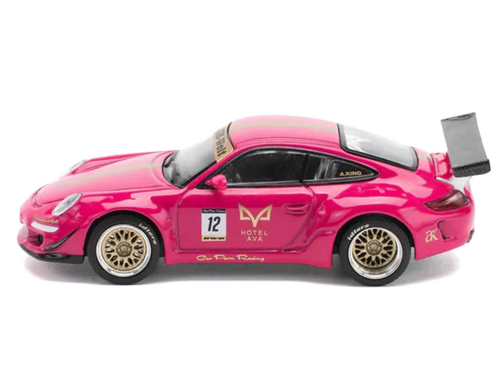 RWB 997 #12 "Hotel Ava" Pink Metallic 1/64 Diecast Model Car by Pop Race