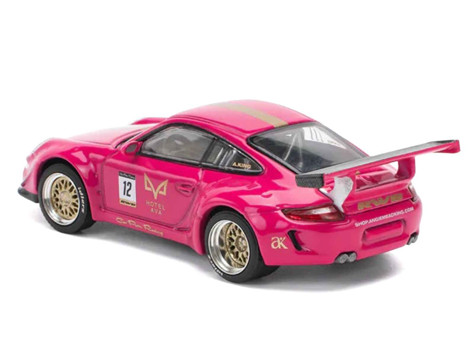 RWB 997 #12 "Hotel Ava" Pink Metallic 1/64 Diecast Model Car by Pop Race