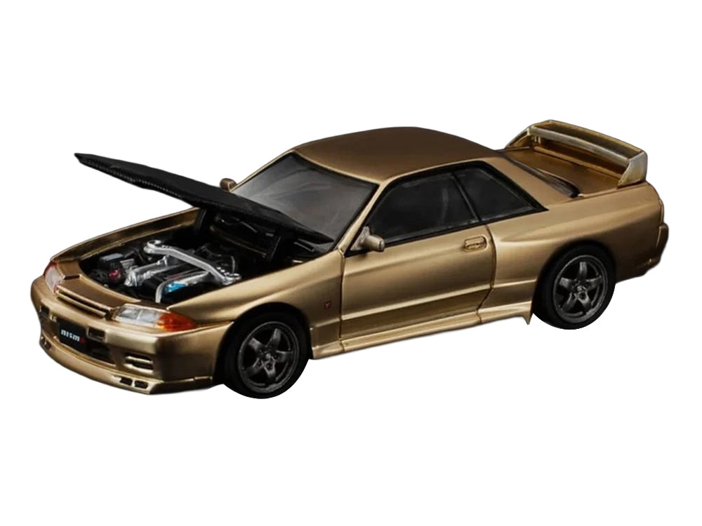 Skyline GT-R R32 RHD (Right Hand Drive) Chrome Gold with Carbon Hood "Tokyo Auto Salon 2025" 1/64 Diecast Model Car by Pop Race