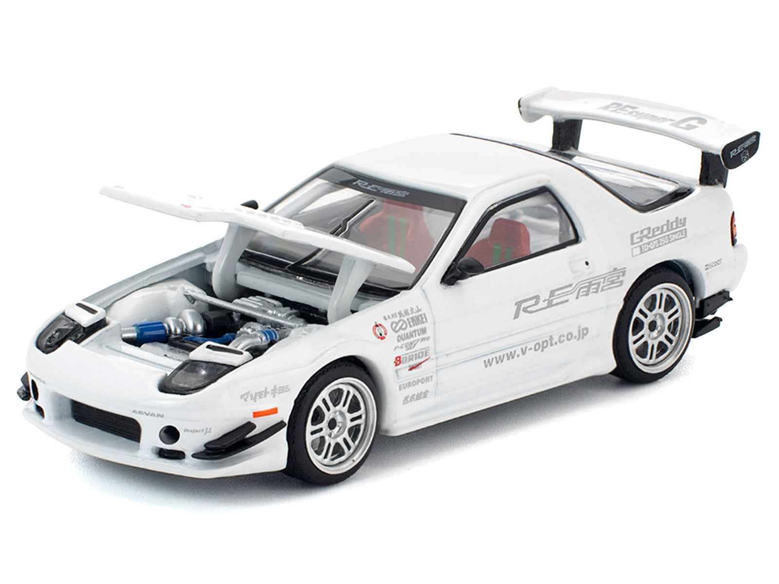 Mazda RX7 (FC3S) RE Amemiya RHD (Right Hand Drive) White 1/64 Diecast Model Car by Pop Race
