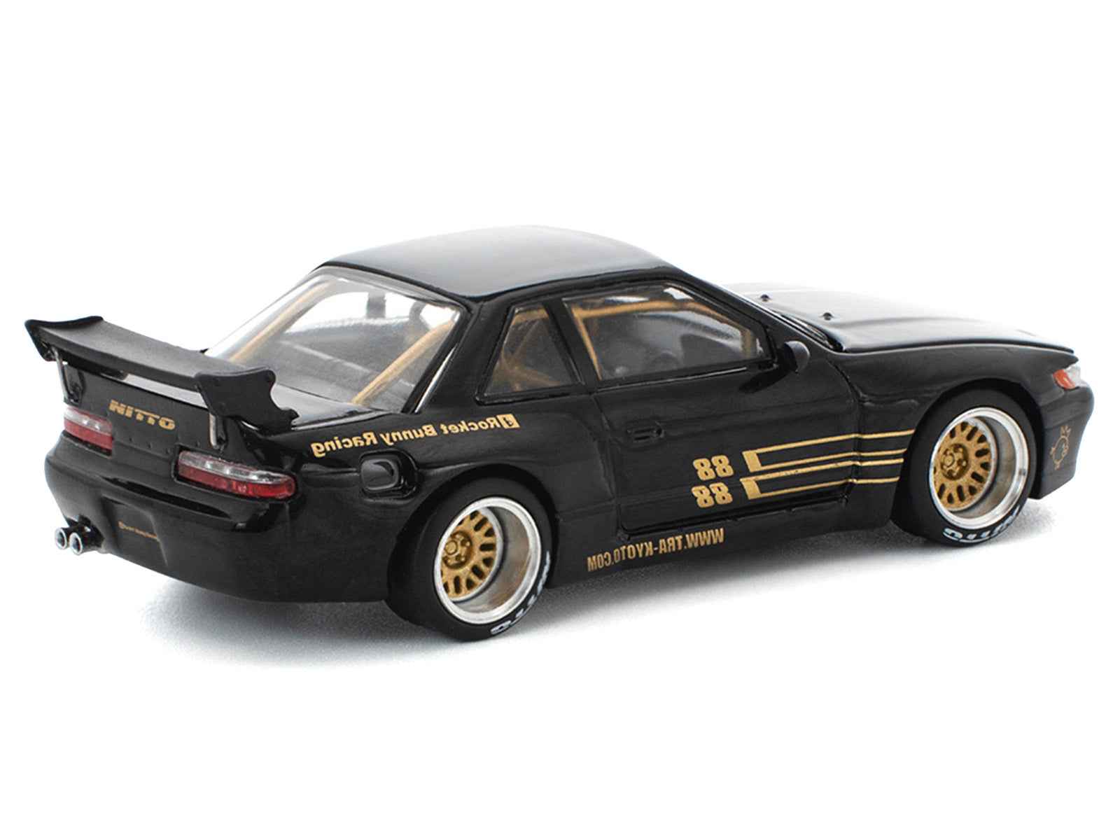 Pandem S13 RHD (Right Hand Drive) Black with Gold Accents 1/64 Diecast Model Car by Pop Race