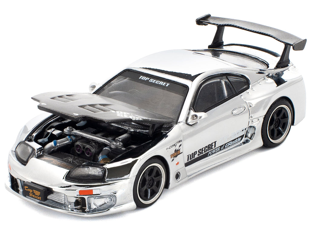 Toyota Supra "Top Secret" GT300 RHD (Right Hand Drive) Silver Chrome 1/64 Diecast Model Car by Pop Race