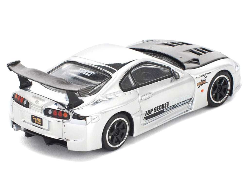 Toyota Supra "Top Secret" GT300 RHD (Right Hand Drive) Silver Chrome 1/64 Diecast Model Car by Pop Race
