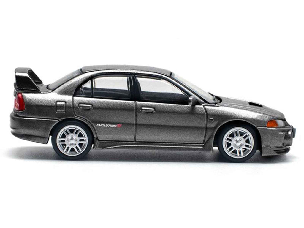 Mitsubishi Lancer Evolution IV RHD (Right Hand Drive) Dark Gray Metallic 1/64 Diecast Model Car by Pop Race