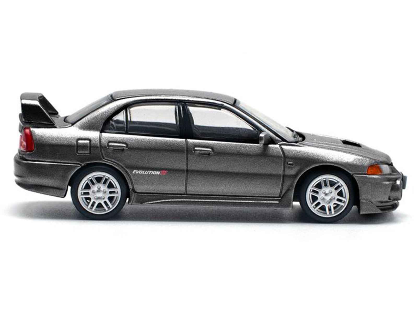 Mitsubishi Lancer Evolution IV RHD (Right Hand Drive) Dark Gray Metallic 1/64 Diecast Model Car by Pop Race