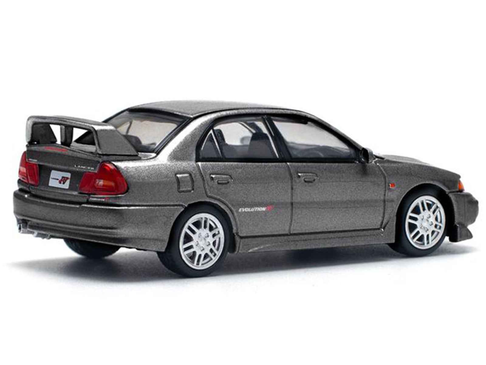 Mitsubishi Lancer Evolution IV RHD (Right Hand Drive) Dark Gray Metallic 1/64 Diecast Model Car by Pop Race