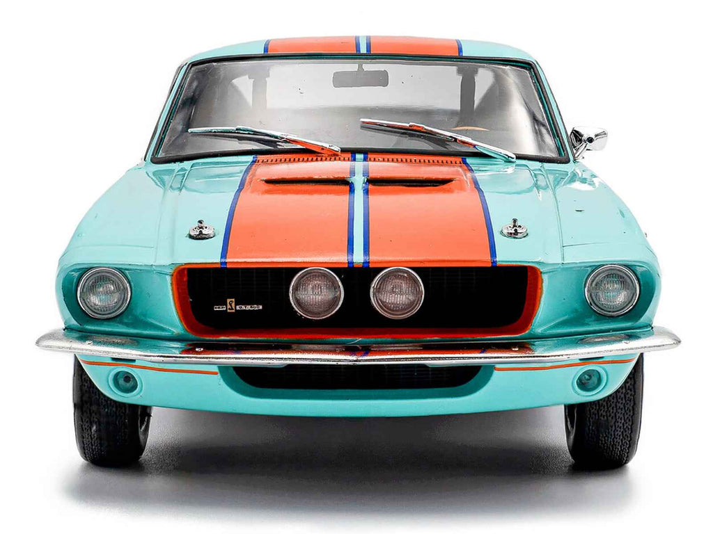 1967 Shelby GT500 #4 "Gulf Racing Tribute" Light Blue with Orange Stripes 1/18 Diecast Model Car by Solido