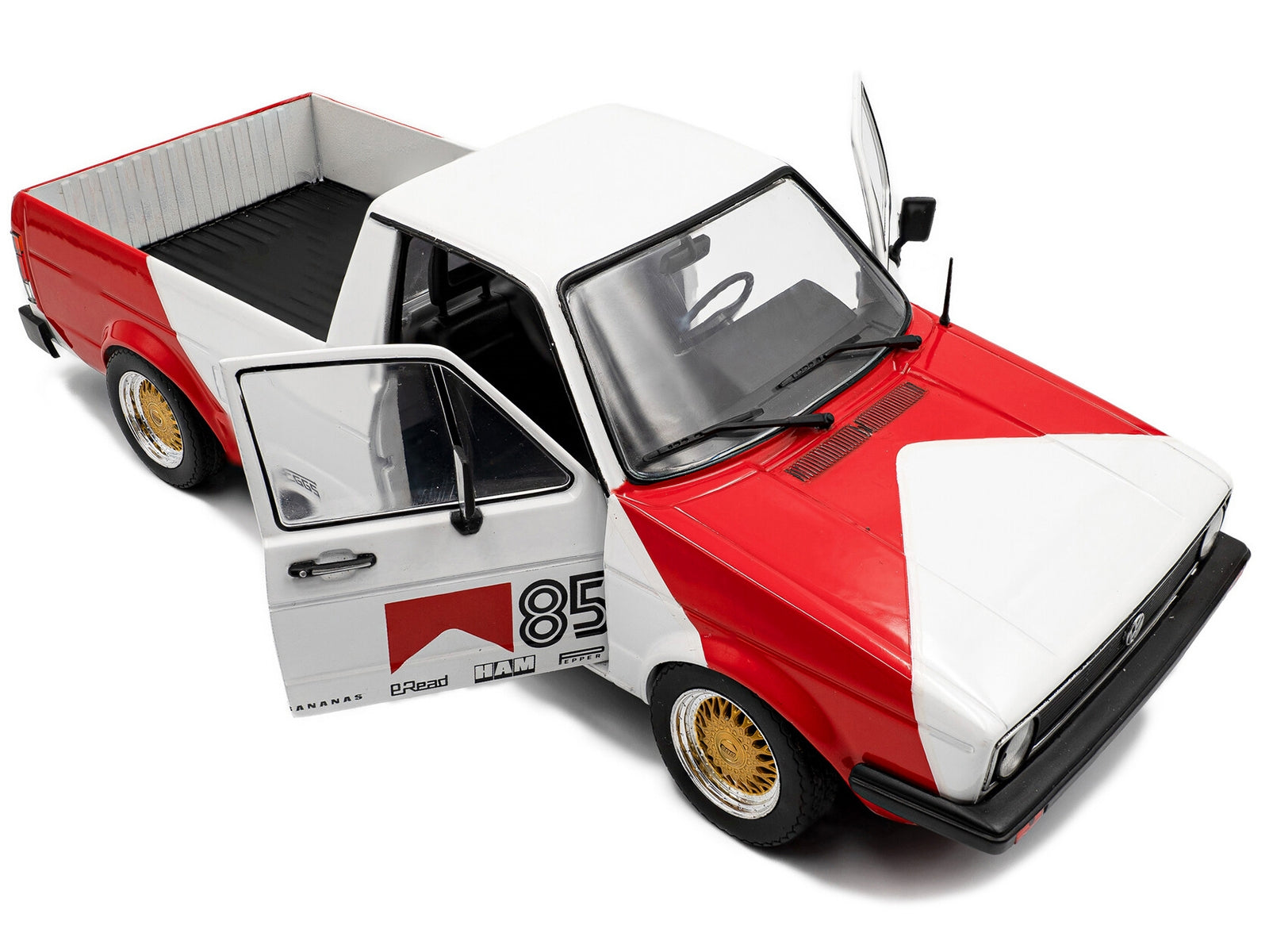 1983 Volkswagen Caddy MK 1 Pickup Truck "Red Cowboy Racing Tribute" White and Red 1/18 Diecast Model Car by Solido