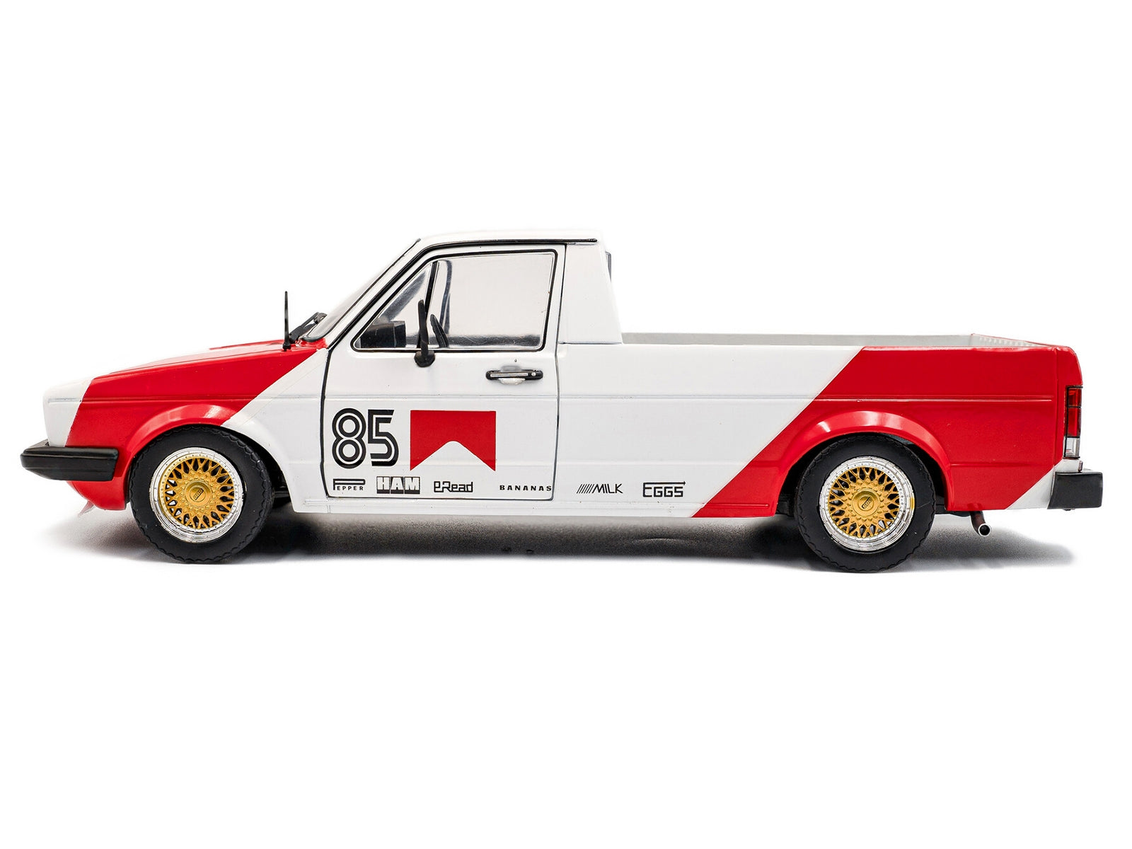 1983 Volkswagen Caddy MK 1 Pickup Truck "Red Cowboy Racing Tribute" White and Red 1/18 Diecast Model Car by Solido