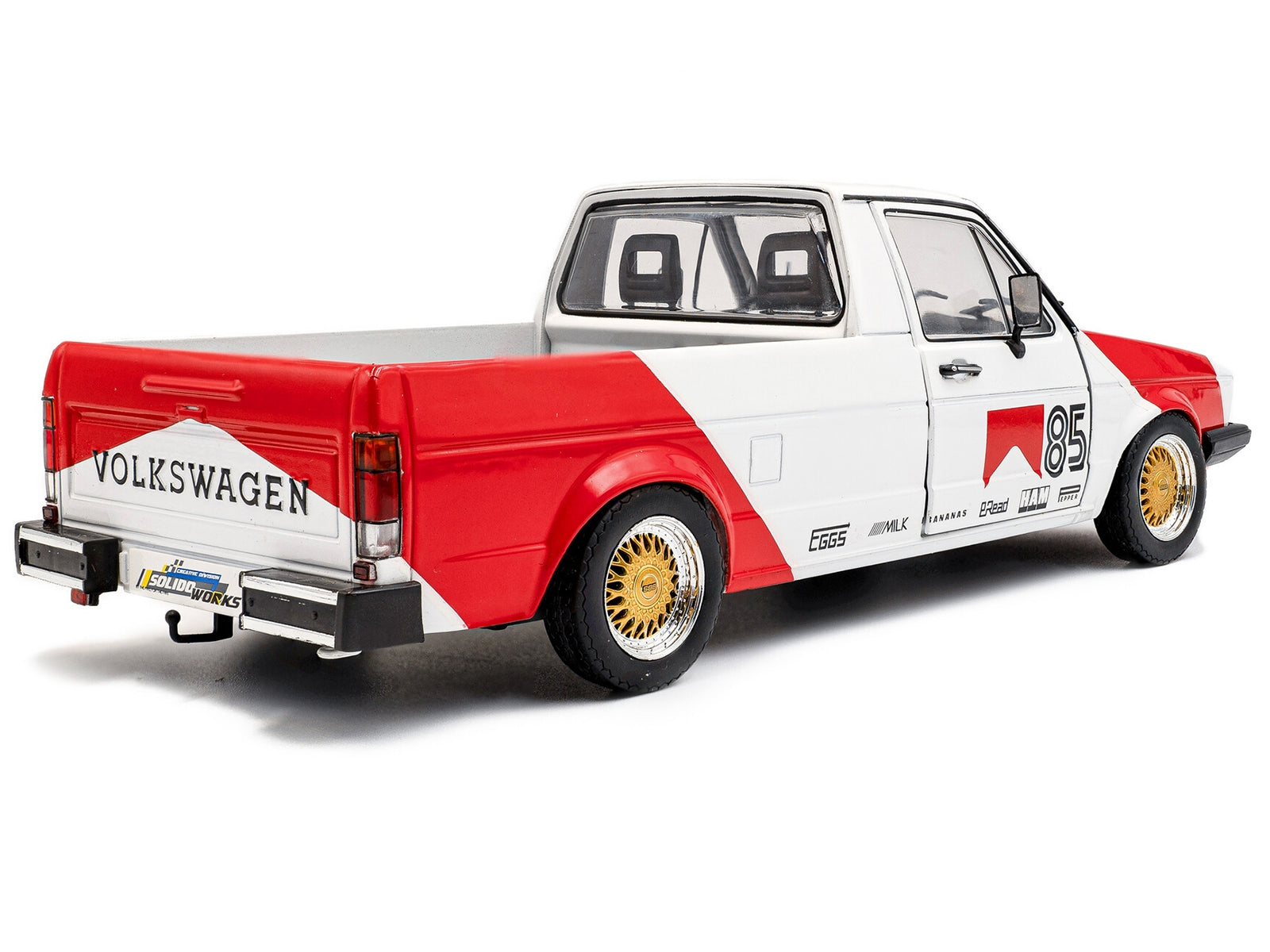 1983 Volkswagen Caddy MK 1 Pickup Truck "Red Cowboy Racing Tribute" White and Red 1/18 Diecast Model Car by Solido