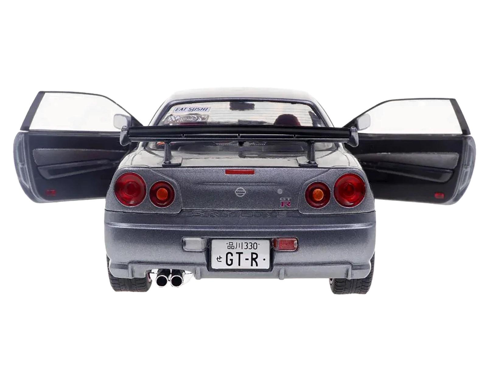 1999 Nissan Skyline GT-R (R34) RHD (Right Hand Drive) Silver Metallic with Purple Wheels 1/18 Diecast Model Car by Solido