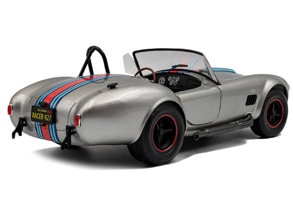 1965 Shelby Cobra 427 MKII "Solido Works M Racing Tribute" Gray Metallic with Stripes 1/18 Diecast Model Car by Solido