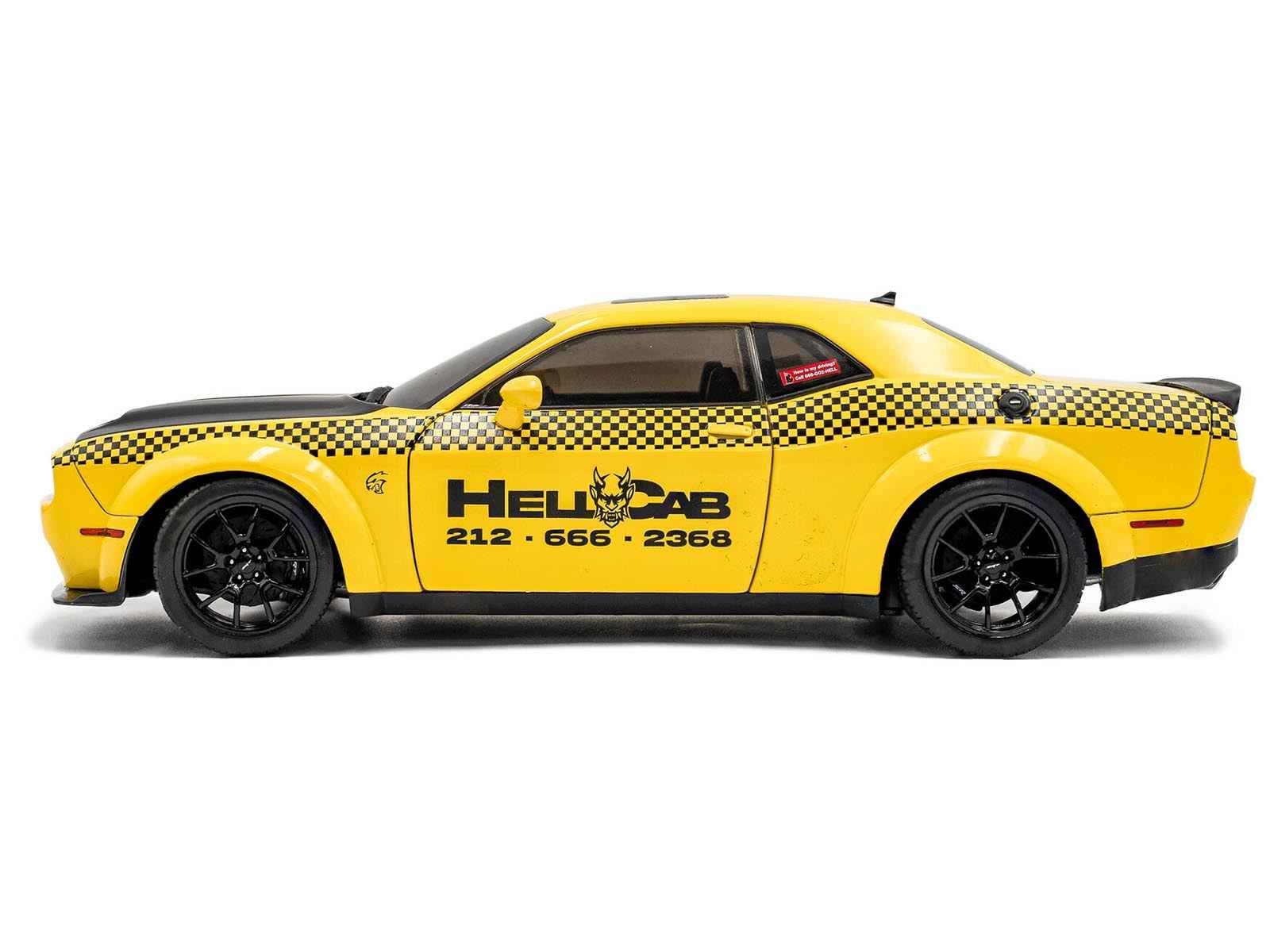 2023 Dodge Challenger SRT Hellcat Redeye Widebody Taxi "NYC Hellcab" Yellow with Black Hood and Graphics 1/18 Diecast Model Car by Solido