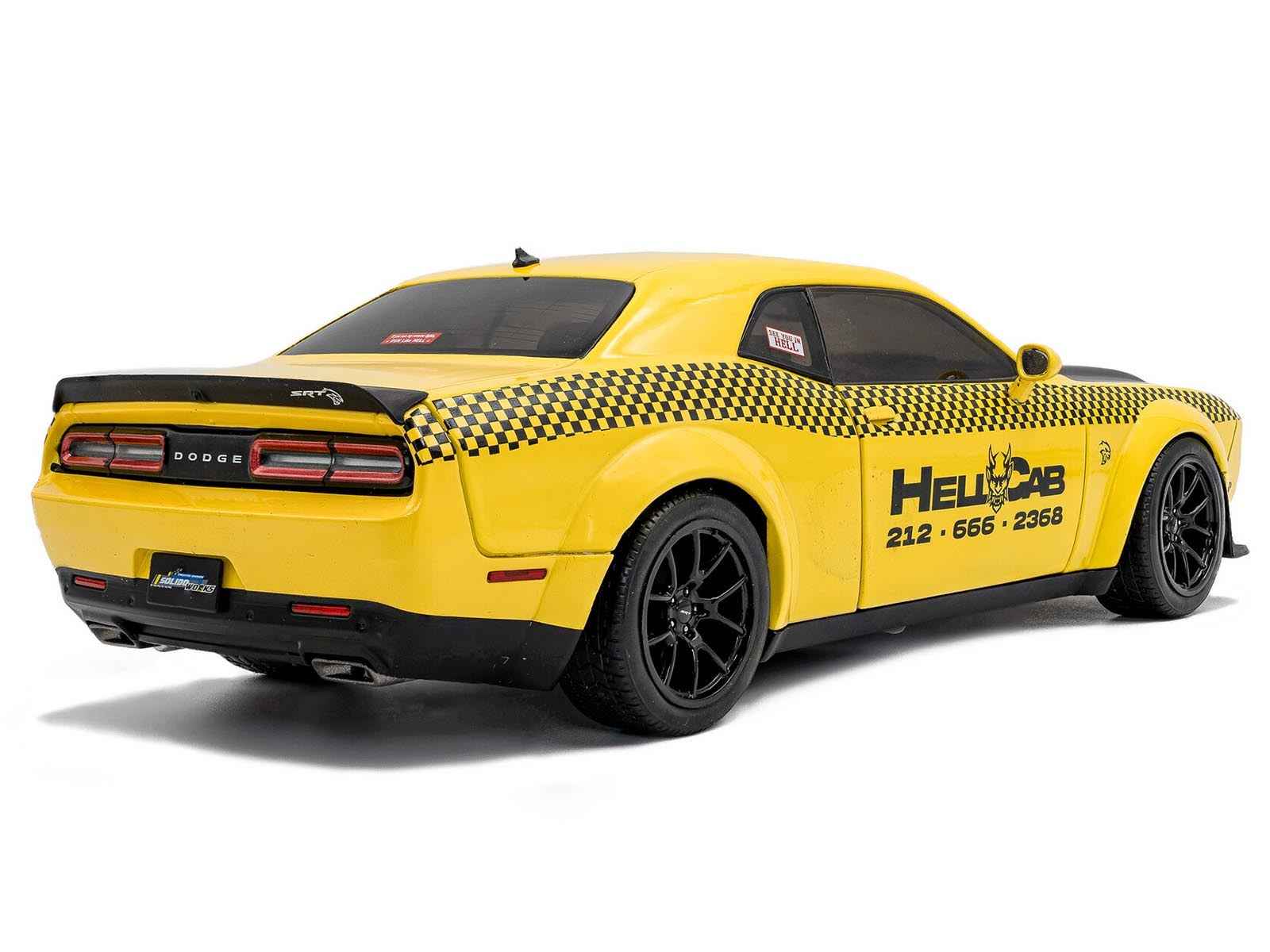 2023 Dodge Challenger SRT Hellcat Redeye Widebody Taxi "NYC Hellcab" Yellow with Black Hood and Graphics 1/18 Diecast Model Car by Solido