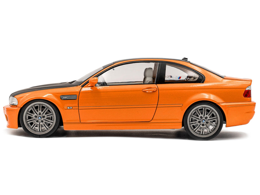 2000 BMW E46 M3 "Solido Works" Orange Metallic with Matt Black Hood and Carbon Top 1/18 Diecast Model Car by Solido