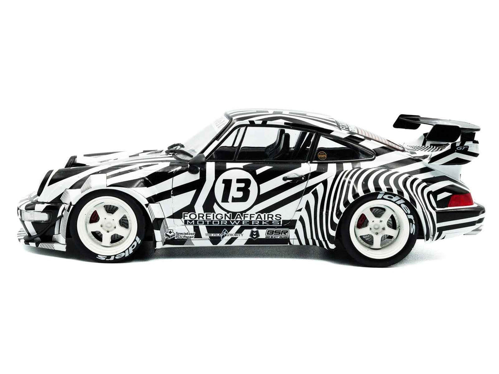 2022 RWB Bodykit #13 "The Zebra" Black and White Striped 1/18 Diecast Model Car by Solido