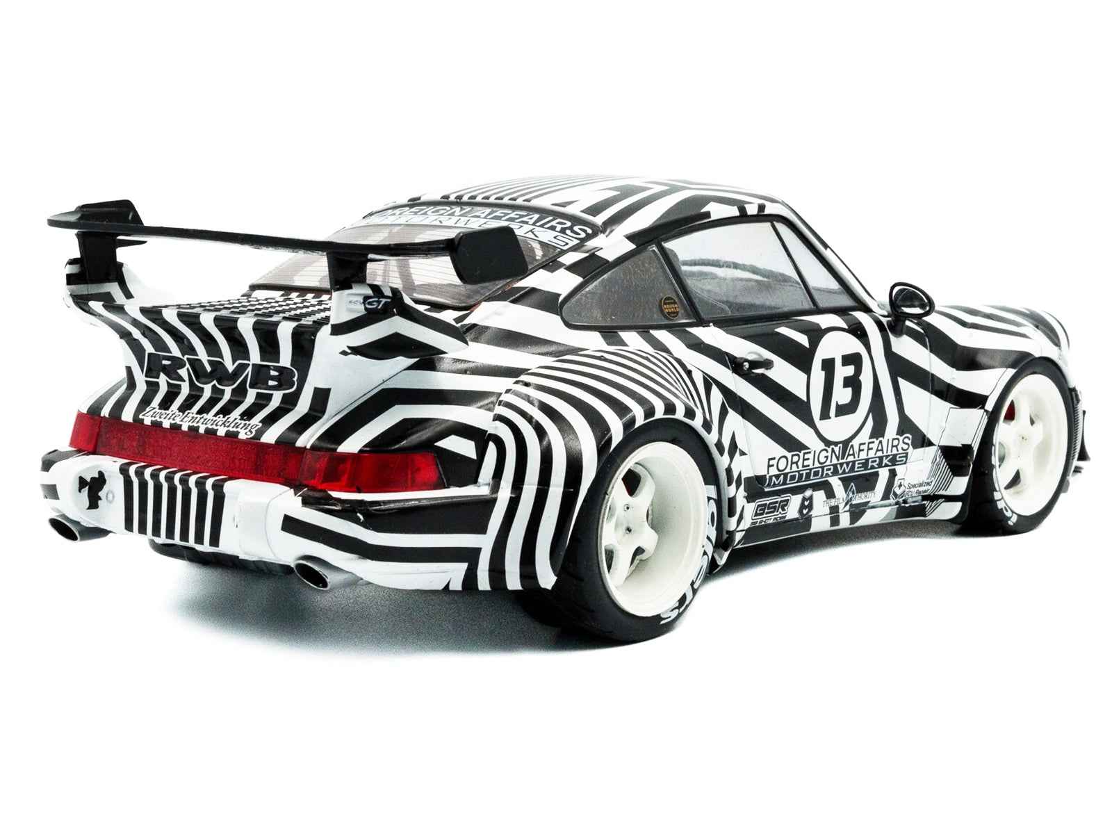 2022 RWB Bodykit #13 "The Zebra" Black and White Striped 1/18 Diecast Model Car by Solido