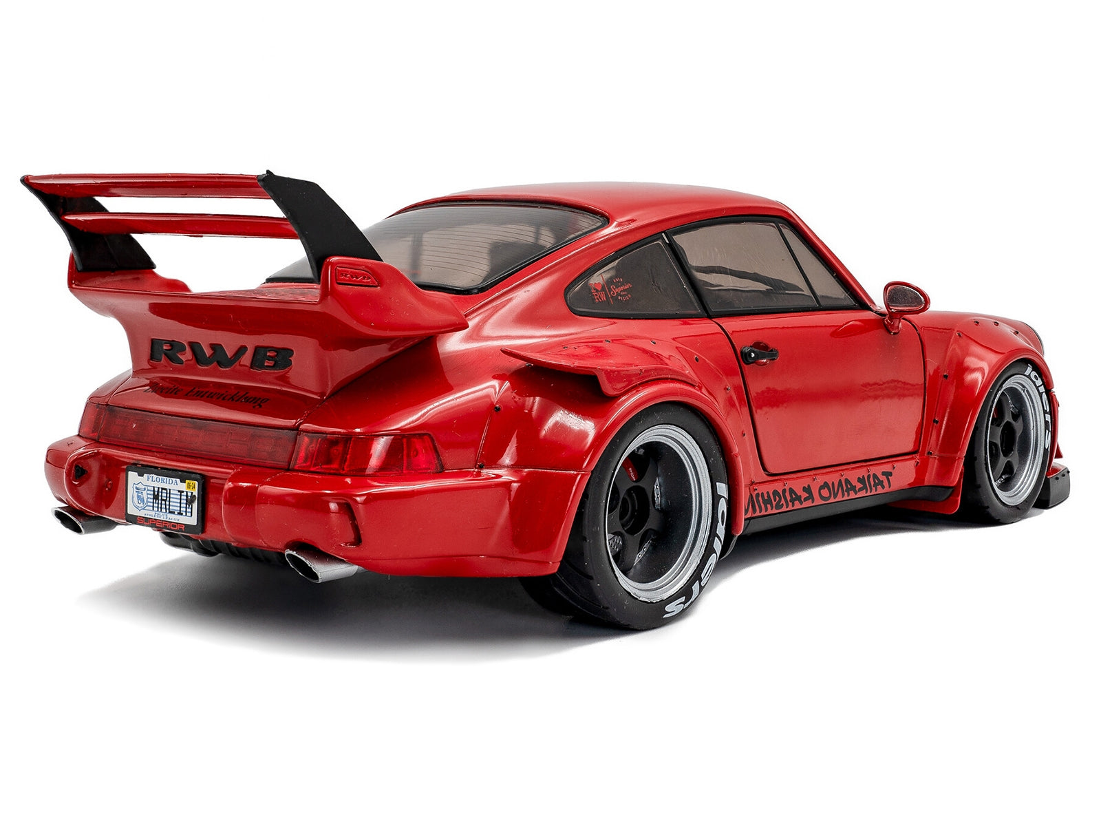 2024 RWB Bodykit "Taikano Kaishin" Red with Black Stripes 1/18 Diecast Model Car by Solido