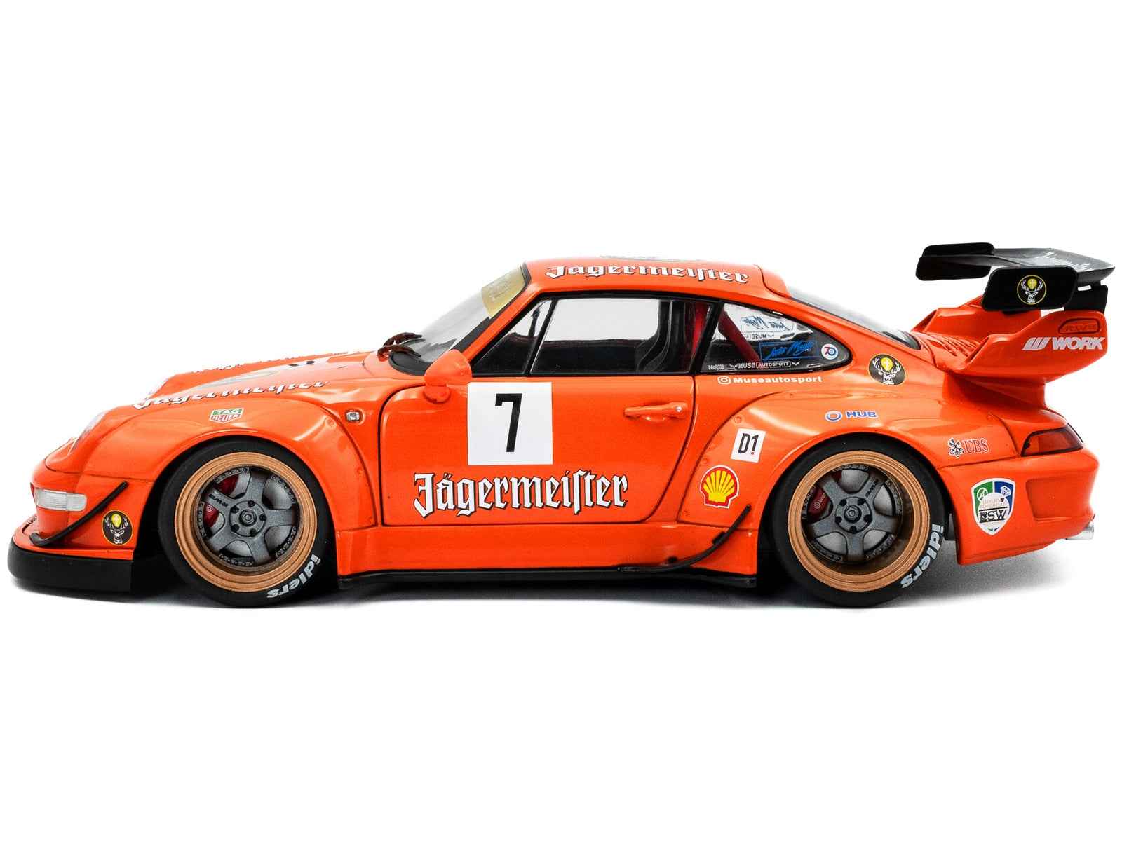 2020 RWB Bodykit #7 "Jagermeister" Orange with Graphics 1/18 Diecast Model Car by Solido