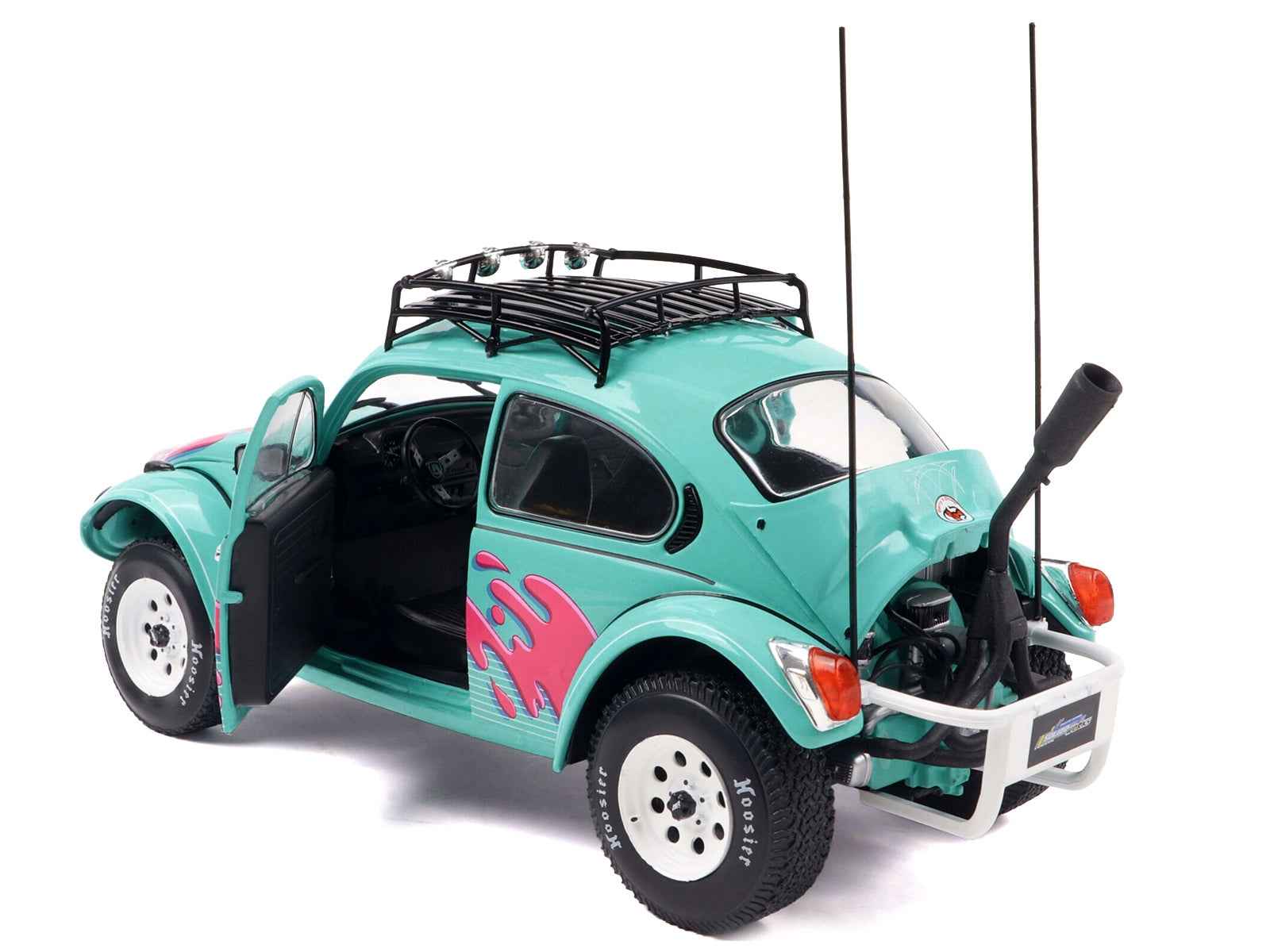 1976 Volkswagen Beetle Baja Miami Green with Pink Graphics 1/18 Diecast Model Car by Solido
