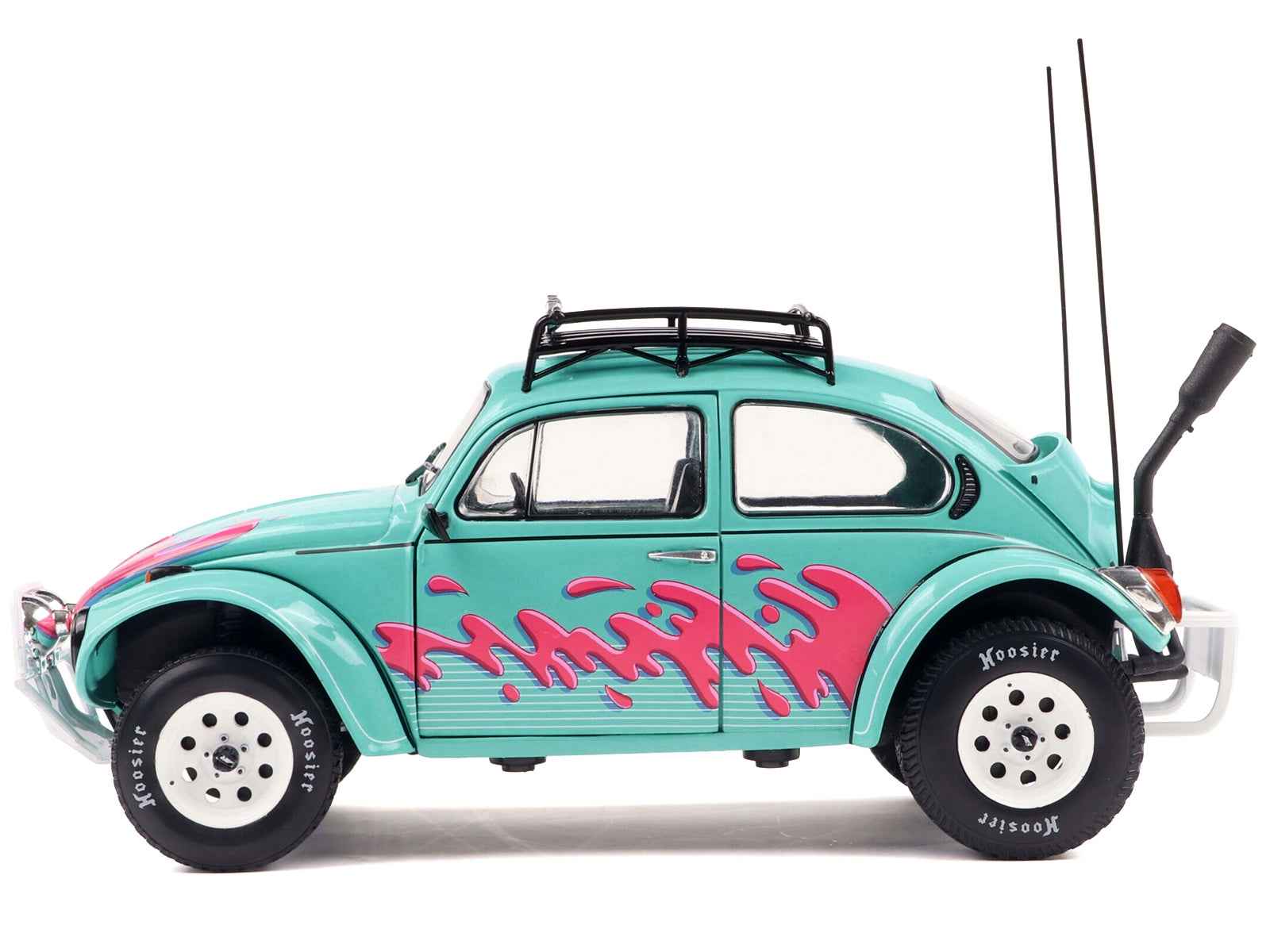 1976 Volkswagen Beetle Baja Miami Green with Pink Graphics 1/18 Diecast Model Car by Solido