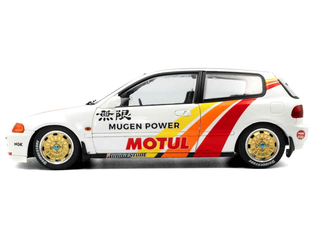 1991 Honda Civic (EG6) RHD (Right Hand Drive) "Mugen Racing" White with Stripes 1/18 Diecast Model Car by Solido