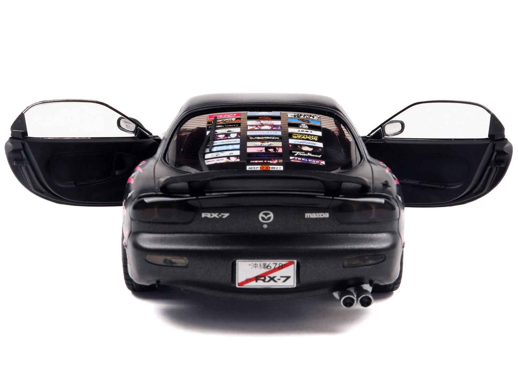 1994 Mazda RX7 (FDRS) RHD (Right Hand Drive) "Itasha Club" Black Metallic with Pink Graphics 1/18 Diecast Model Car by Solido
