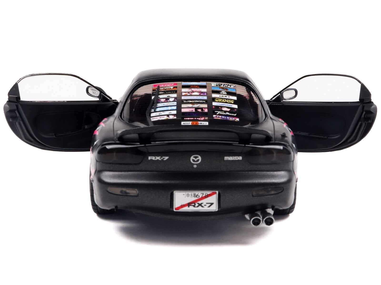 1994 Mazda RX7 (FDRS) RHD (Right Hand Drive) "Itasha Club" Black Metallic with Pink Graphics 1/18 Diecast Model Car by Solido