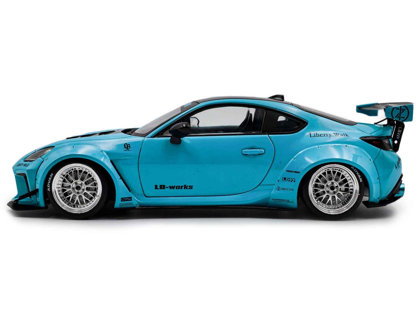 2024 Toyota GR86 LBWK Body Kit RHD (Right Hand Drive) Baby Blue with Black Top 1/18 Diecast Model Car by Solido